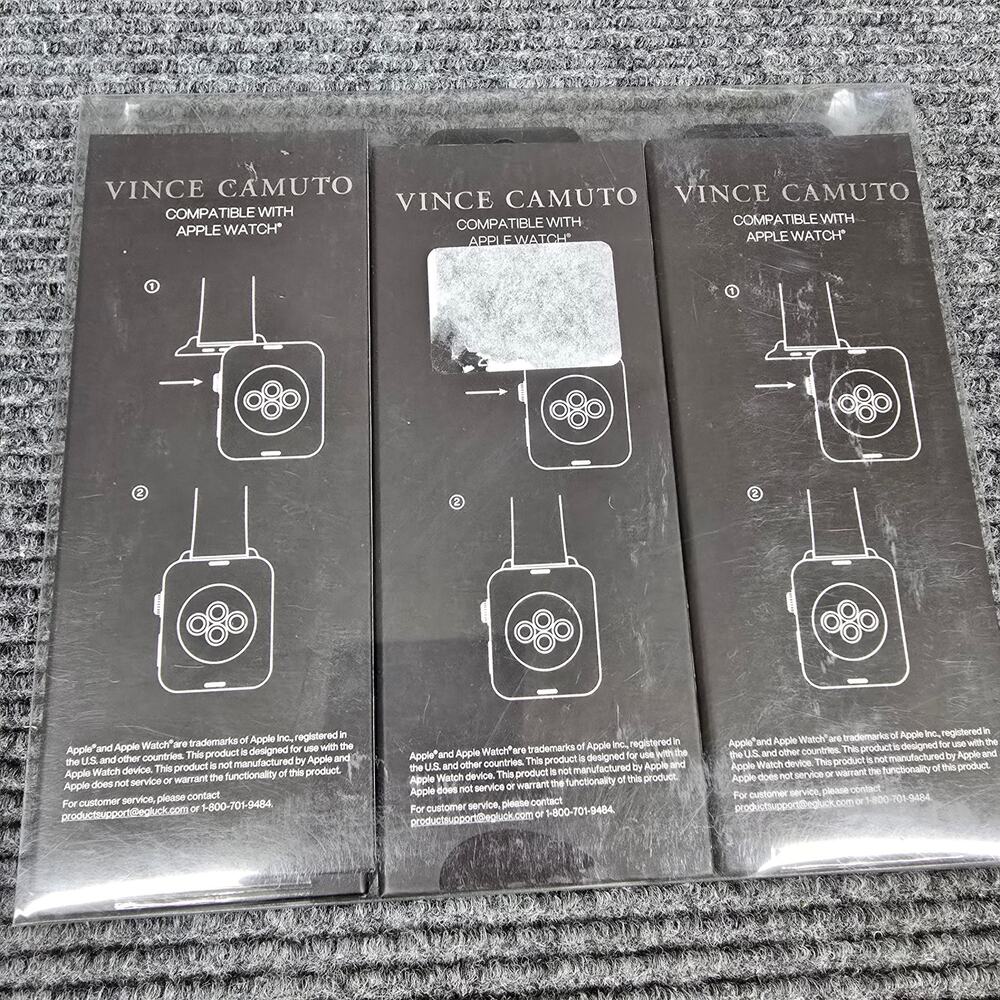 Vince Camuto Apple Watch Band 3 Pack 42 44 45mm Leather Silicone Steel NIB - Picture 2 of 7